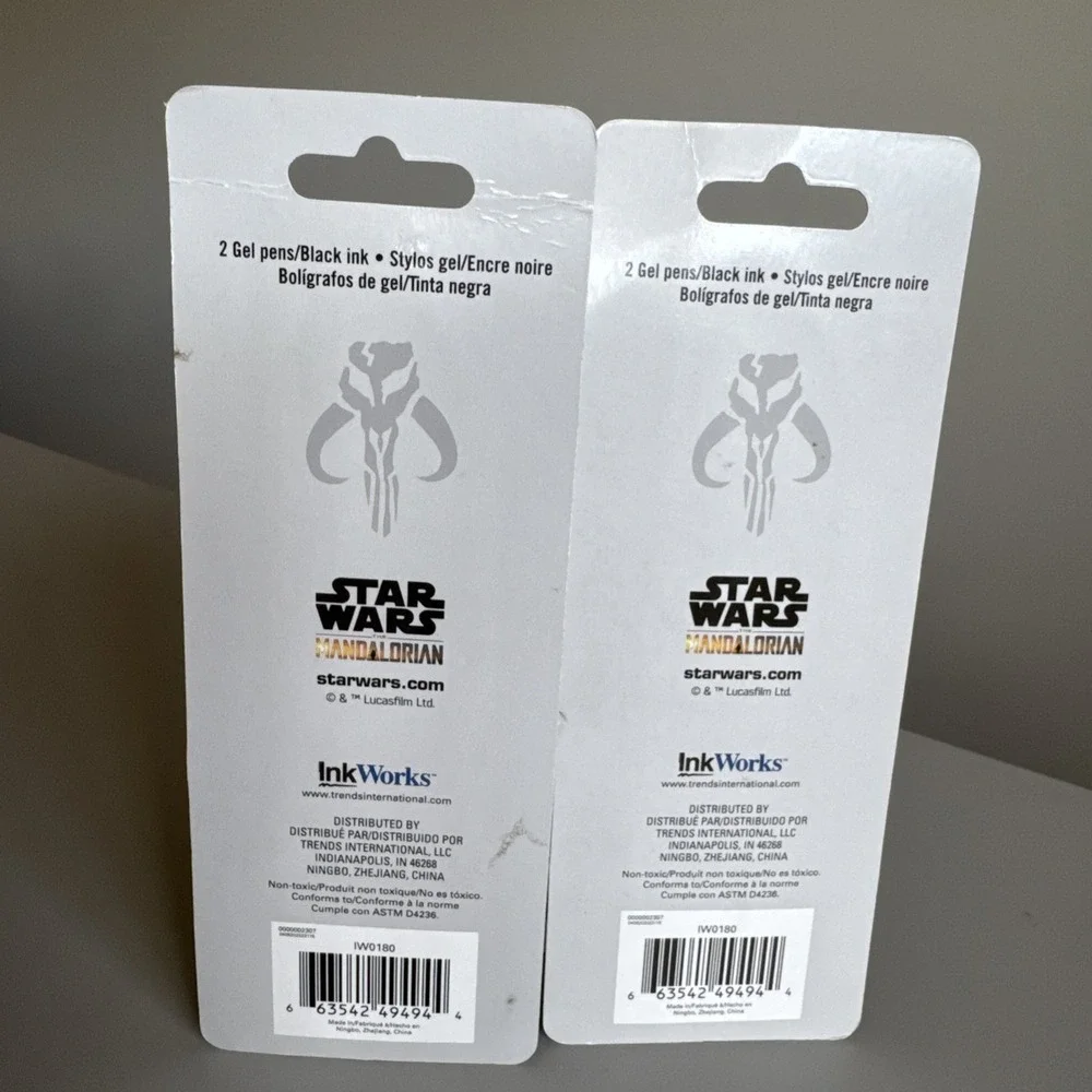 Lot Of 2 STAR WARS MANDALORIAN GEL PENS 2 Pack BLACK INK NEW 0.7 mm